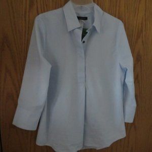 Lands' End Women's 3/4 Sleeve 1/2 Button Down Blouse
